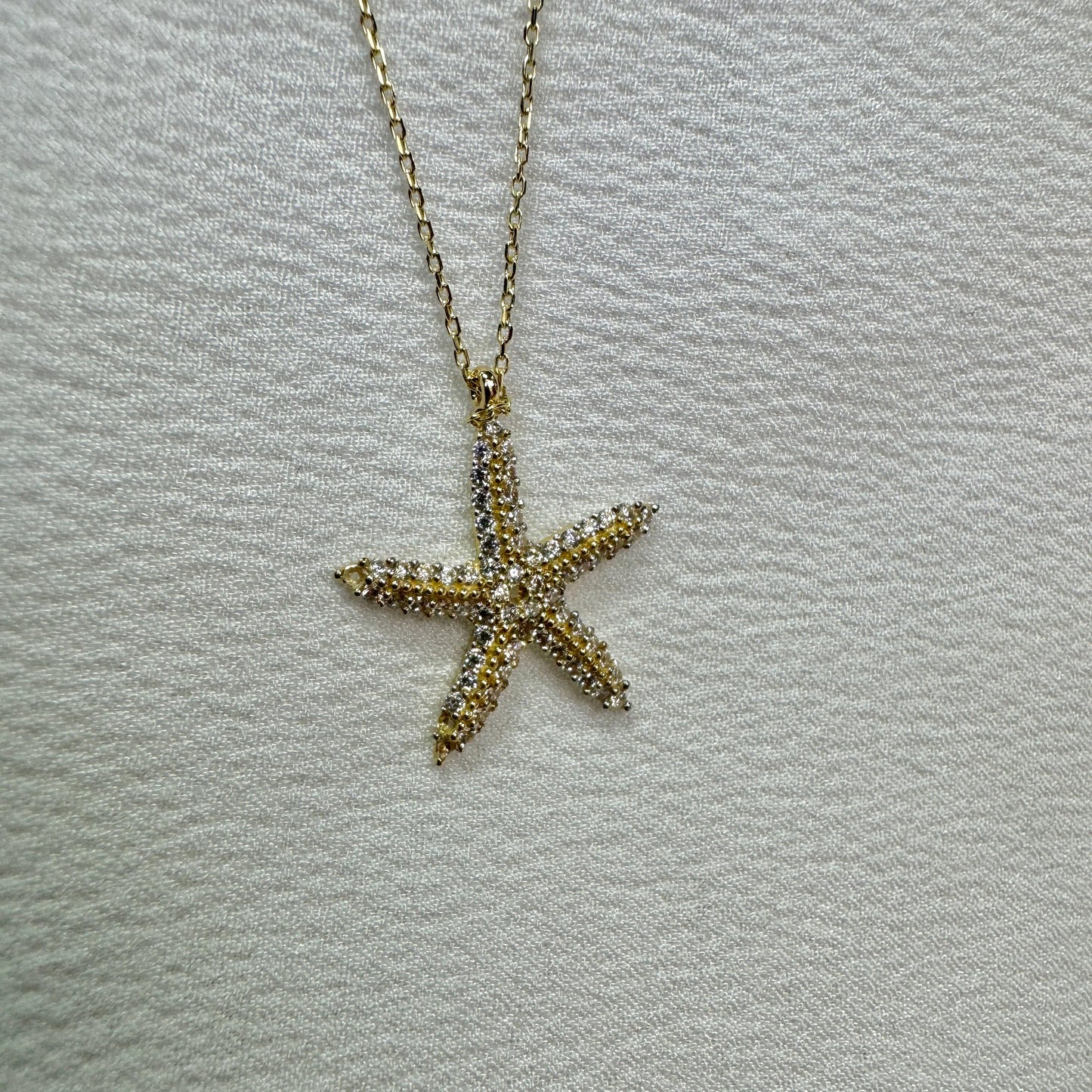 14K Solid Gold Starfish Necklace