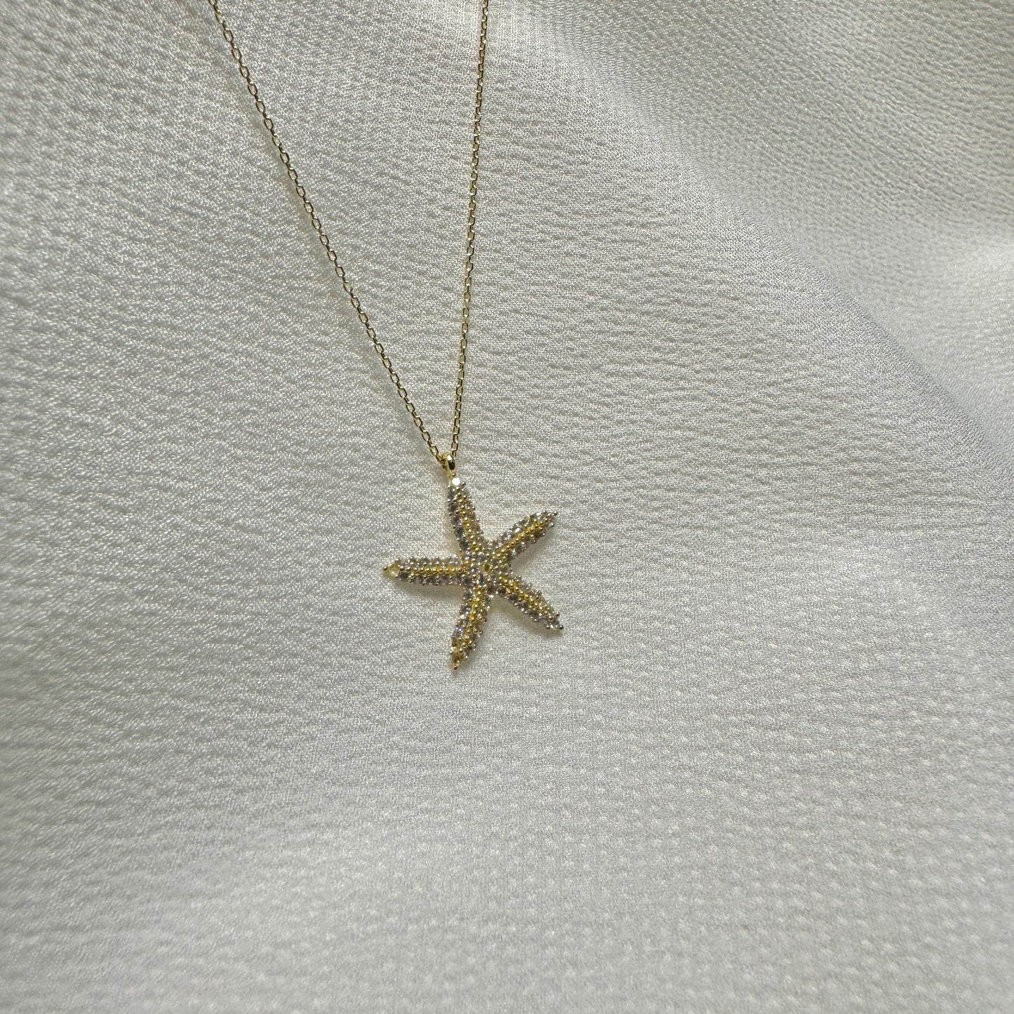 14K Solid Gold Starfish Necklace