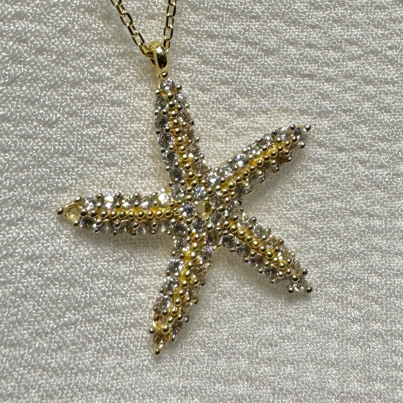 14K Solid Gold Starfish Necklace