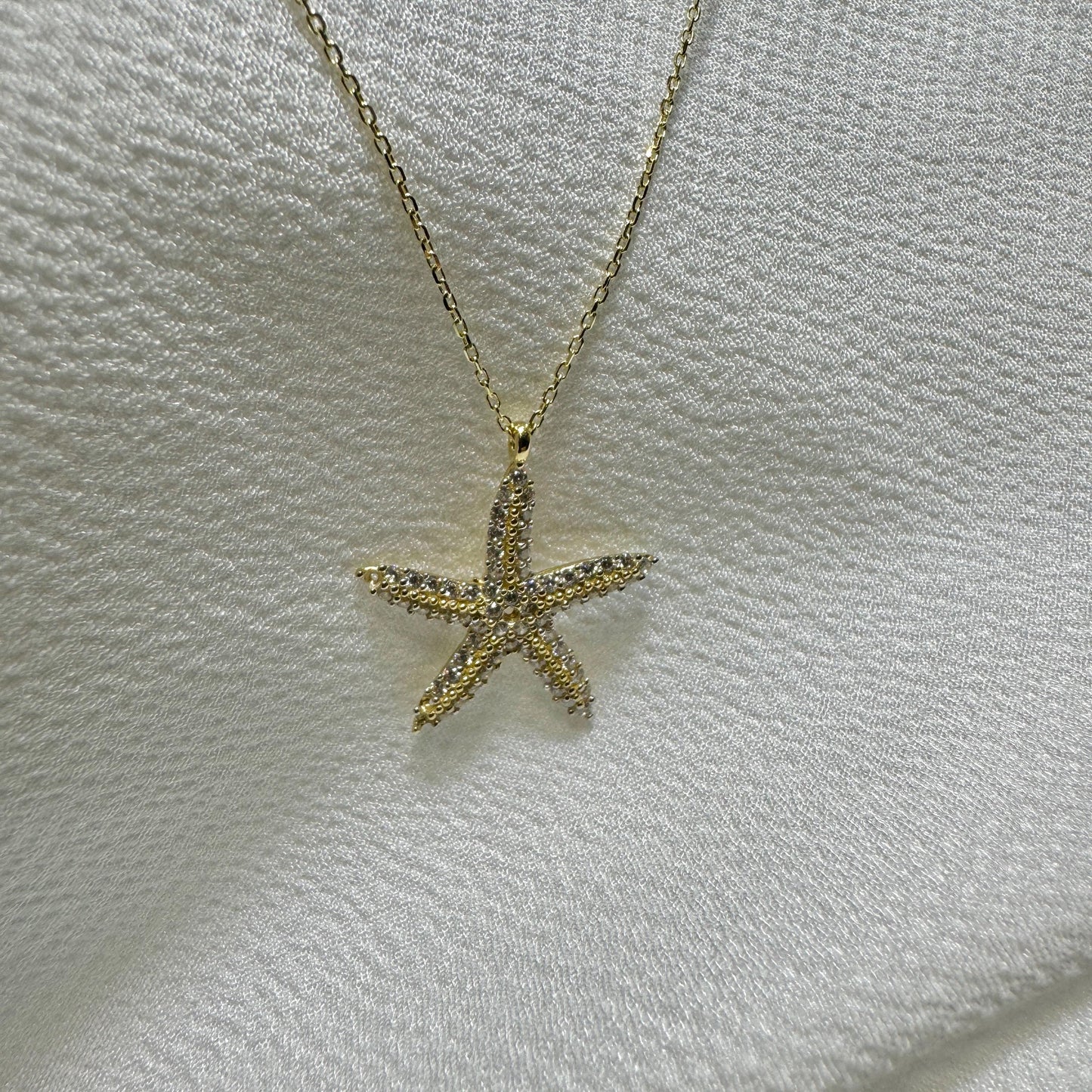 14K Solid Gold Starfish Necklace