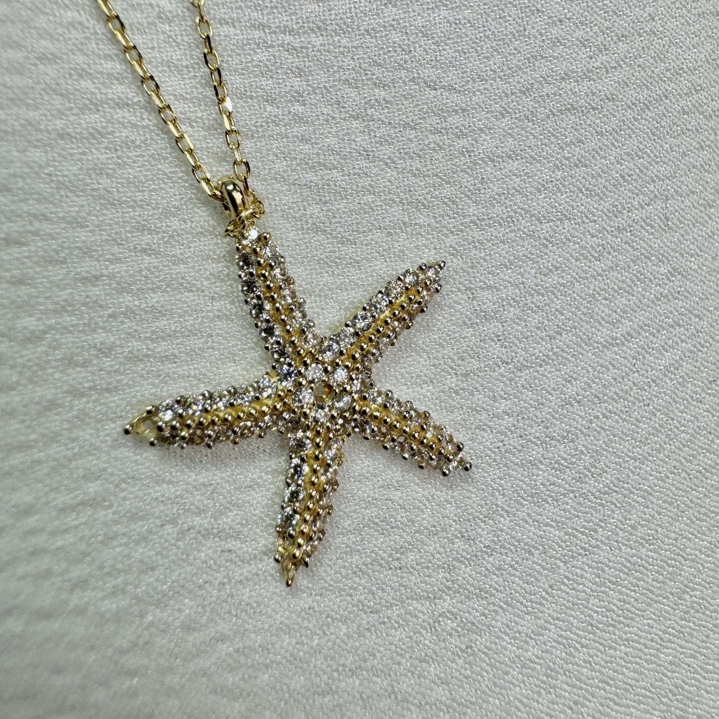 14K Solid Gold Starfish Necklace