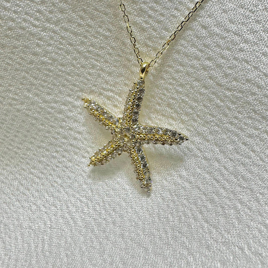 14K Solid Gold Starfish Necklace