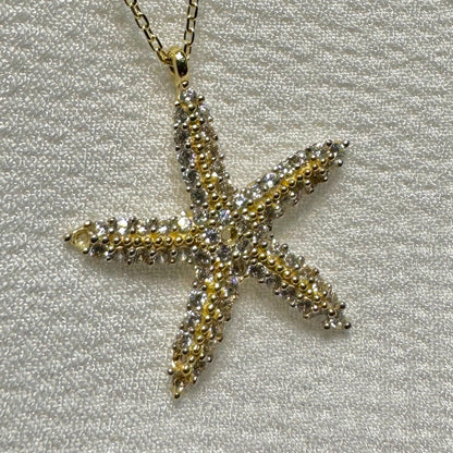 14K Solid Gold Starfish Necklace