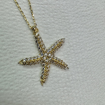 14K Solid Gold Starfish Necklace